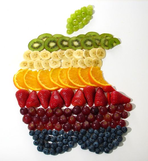 apple logo rainbow fruit